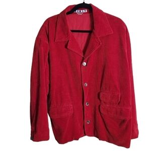 Kikit Vintage Red Cotton Corduroy Shacket Blazer Size L